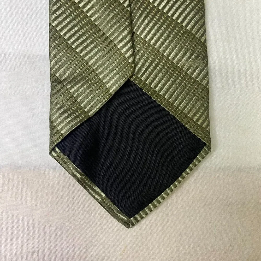 #6626 Zylos George Machade Green Striped Mens Necktie, Tie